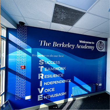 school reception wall graphics